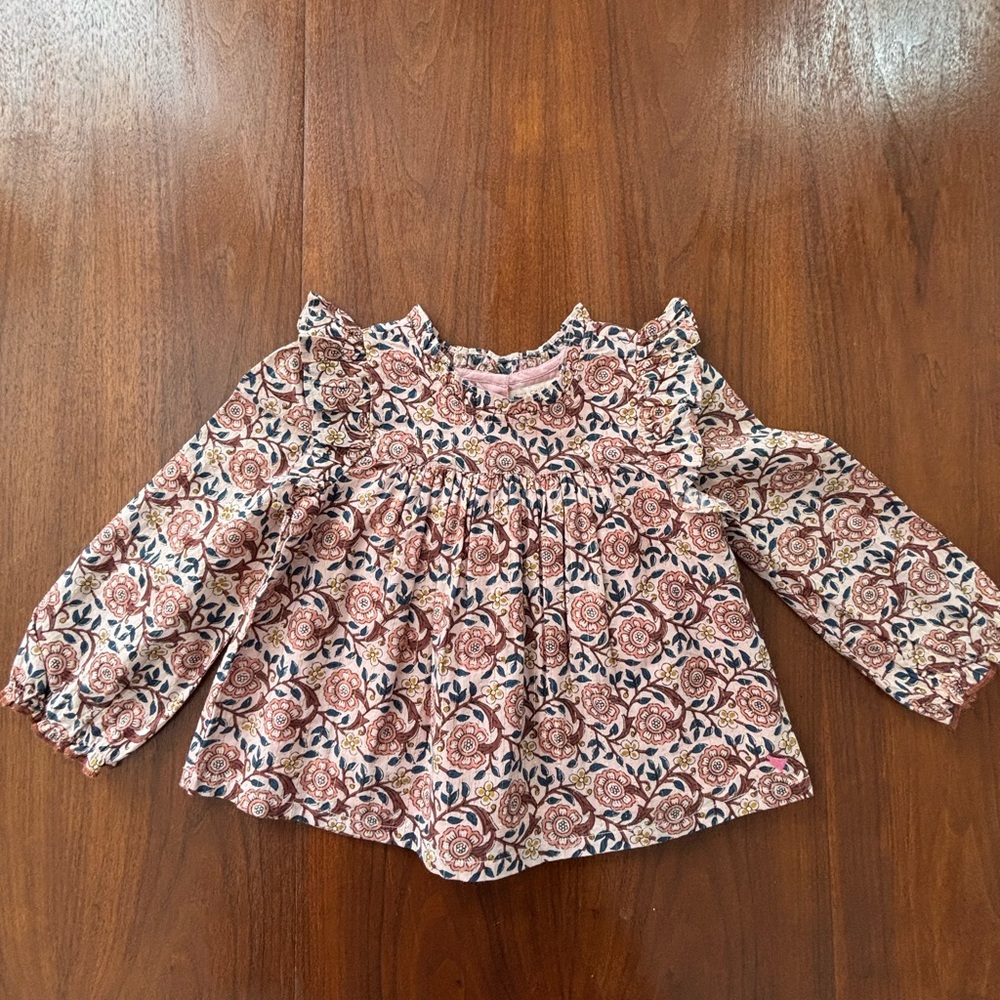 Pink Chicken Rose Patterned Kids Blouse